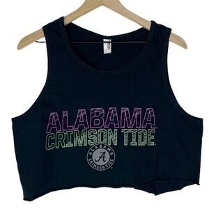 ALABAMA Football Crop Top Tank Cut Off Shirt Neon Game Day Roll Tide Size Large